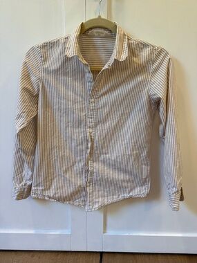 H&M Boys Striped Button-Down Shirt - Cream & Tan Stripes